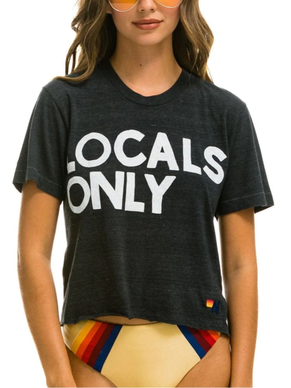 New! Aviator Nation Locals Only Boyfriend Tee in Charcoal Size L